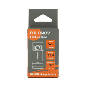 Folomov EDC-C2 LED Flashlight - CREE XT-E - 525 Lumens - Includes 1 x 3.7V 14300