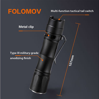 Folomov Hero LED Flashlight - CREE XHP50.2 - 2300 Lumens - Includes 1 x 18650