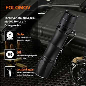Folomov Hero LED Flashlight - CREE XHP50.2 - 2300 Lumens - Includes 1 x 18650