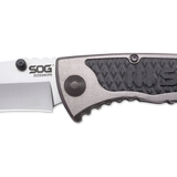 SOG SideSwipe Folding Knife - 3.4-inch Straight Edge, Clip Point - Bead Blasted - Grey Handle - Clam Pack (SW1011-CP)