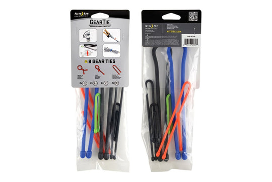 Nite Ize Gear Tie Reusable Rubber Twist Tie - Retail Card Assortment - 8 Pack (GAB-M1-R8)