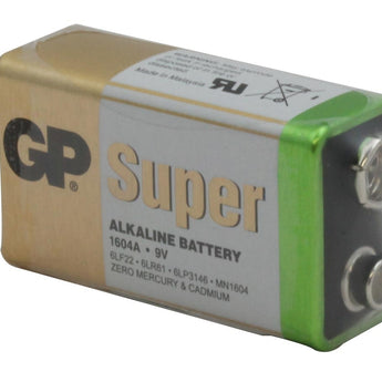 GP (Formerly Gold Peak) Super 1604A 9V Alkaline Battery with Snap Connectors - Bulk