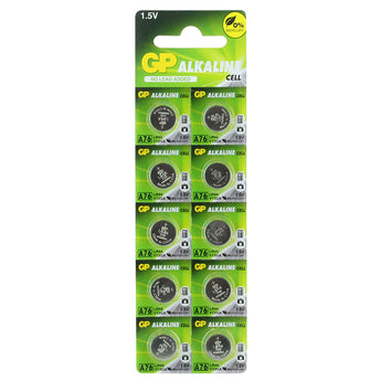 GP (Formerly Gold Peak) A76 1.5V Alkaline Coin Cell Battery - 1 Piece Tear Strip, Sold Individually