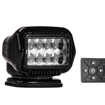 GoLight Stryker ST LED Permanent Mount Spotlight with Wireless Handheld or Hardwired Dash Mount Remote - Black, White, and Chrome with Choice of Hardwired or Wireless Remote