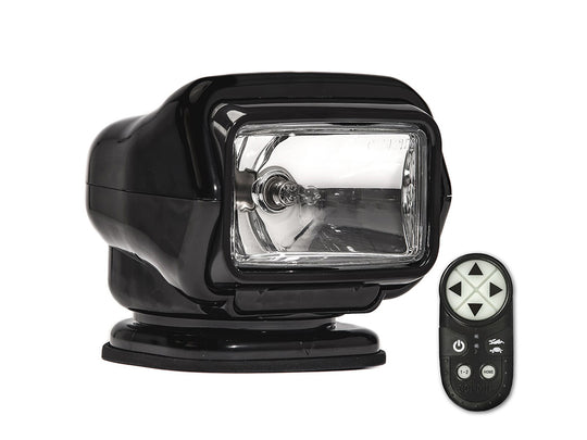 GoLight Stryker ST Halogen Permanent Mount Spotlight with Wireless Handheld or Hardwired Dash Mount Remote - Black with Wireless Remote