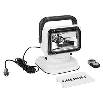GoLight GT Halogen Portable Mount Spotlight with Wireless Handheld Remote and Permanent Mount Shoe - White