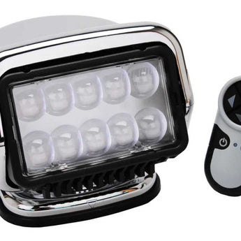 GoLight Stryker ST LED Permanent Mount Spotlight with Wireless Handheld or Hardwired Dash Mount Remote - Black, White, and Chrome with Choice of Hardwired or Wireless Remote