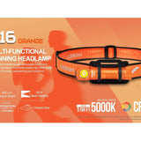 Acebeam H16 Lightweight LED Headlamp - Includes 1 x USB-C Rechargeable 14500 - 900 to 650 Lumens - 6500K to 5000K Color Temperature