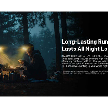 Nitecore HA23-UHE LED Headlamp - 600 Lumens - Uses 3 x AAA (Included) or HLB1500 Li-Ion Battery Pack - Black, Green, or Blue