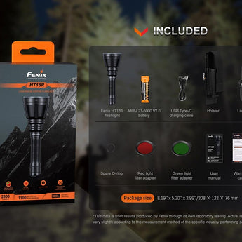 Fenix HT18R USB-C Rechargeable LED Hunting Flashlight - 2800 Lumens - Luminus SFT70 - Includes 1 x 21700