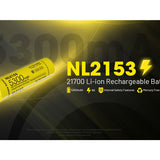 Nitecore NL2153 21700 5300mAh 3.6V Protected Lithium Ion (Li-ion) Button Top Battery