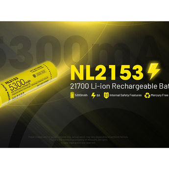 Nitecore NL2153 21700 5300mAh 3.6V Protected Lithium Ion (Li-ion) Button Top Battery