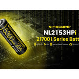Nitecore NL2153HPi 21700 5300mAh 3.6V i Series Protected Lithium Ion (Li-ion) Button Top Battery