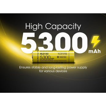 Nitecore NL2153 21700 5300mAh 3.6V Protected Lithium Ion (Li-ion) Button Top Battery