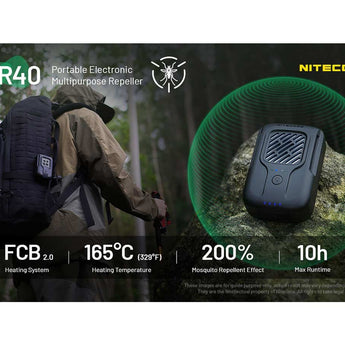 Nitecore EMR40 USB-C Rechargeable Portable Electronic Insect Repeller - Uses 7800mAh Li-ion Battery Pack