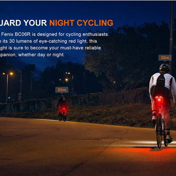 Fenix BC06R USB-C Rechargeable LED Bike Tail Light - 90 Lumens - Uses Built-in 560mAh Li-ion Battery Pack