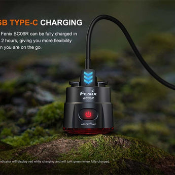 Fenix BC06R USB-C Rechargeable LED Bike Tail Light - 90 Lumens - Uses Built-in 560mAh Li-ion Battery Pack