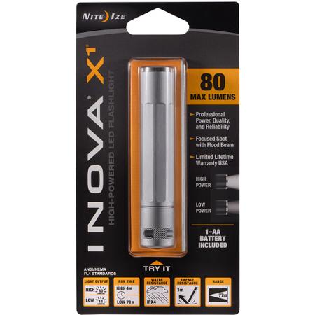 Inova X1 Dual Mode LED Flashlight -80 Lumens - Titanium Finish - 1 x AA