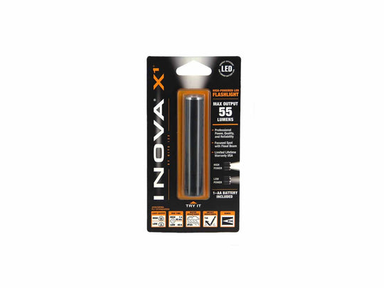 Inova X1 55 Lumen Dual Mode LED Flashlight with Black Body - 1xAA (Included)