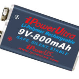 Ipower IP 9V 800mAh 7.4V Protected Lithium Polymer (LiCoO2) Battery with Snap Connectors - Sold Individually