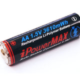 iPower Max AA 3610mWh 1.5V Protected Lithium Polymer (LiCoO2) Button Top Battery - Bulk