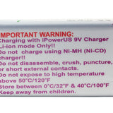 Ipower 9V 520mAh Protected Lithium Ion (Li-ion) Snap Connector Battery - Bulk (PRO-IPOWERUS-9V-520)