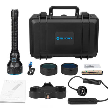 Olight Javelot Pro 2 Kit Ultra-Bright Long Distance Rechargeable LED Searchlight - 2500 Lumens - Includes Li-ion Battery Pack, Mount, Remote Pressure Switch and Filters