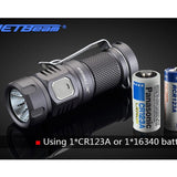 JETBeam E20R Rechargeable EDC LED Flashlight - SST40 N4 BC LED - 990 Lumens - Uses 1 x RCR123A (included) or 1 x CR123A