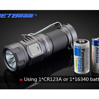 JETBeam E20R Rechargeable EDC LED Flashlight - SST40 N4 BC LED - 990 Lumens - Uses 1 x RCR123A (included) or 1 x CR123A