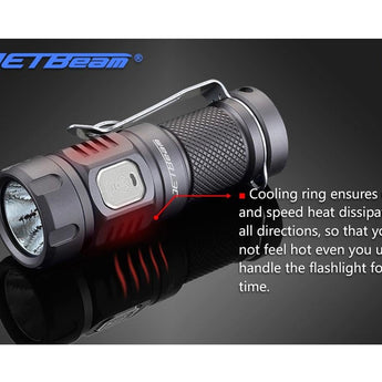 JETBeam E20R Rechargeable EDC LED Flashlight - SST40 N4 BC LED - 990 Lumens - Uses 1 x RCR123A (included) or 1 x CR123A
