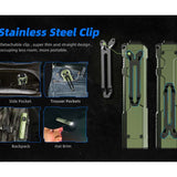 JETBeam E26 UV Kunai USB-C Rechargeable LED Flashlight - 2000 Lumens - Luminus SST40 - Uses Built-in 1700mAh Li-Poly Battery Pack - Military Grey, Military Green, Orange