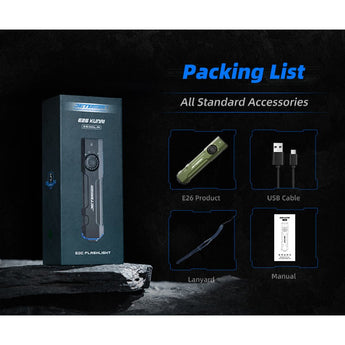 JETBeam E26 Kunai USB-C Rechargeable LED Flashlight - 3600 Lumens - Luminus SST40 - Uses Built-in 1700mAh Li-Poly Battery Pack - Military Grey, Military Green, or Orange