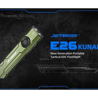 JETBeam E26 UV Kunai USB-C Rechargeable LED Flashlight - 2000 Lumens - Luminus SST40 - Uses Built-in 1700mAh Li-Poly Battery Pack - Military Grey, Military Green, Orange