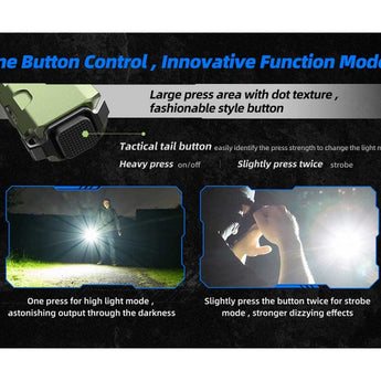 JETBeam E26 UV Kunai USB-C Rechargeable LED Flashlight - 2000 Lumens - Luminus SST40 - Uses Built-in 1700mAh Li-Poly Battery Pack - Military Grey, Military Green, Orange