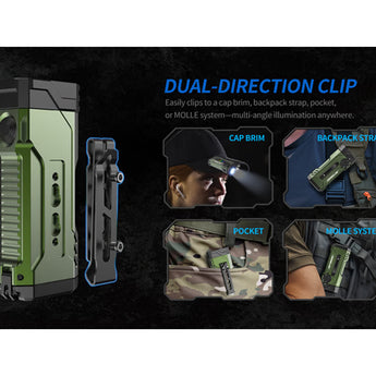 Jetbeam E28 USB-C Rechargeable LED Flashlight - 3300 Lumens - Spot, Flood, RGB Sidelight, UV, and Green Laser - Includes 2 x 3500mAh 18650 - Green or Gray