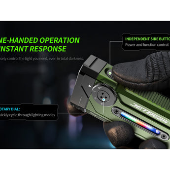 Jetbeam E28 USB-C Rechargeable LED Flashlight - 3300 Lumens - Spot, Flood, RGB Sidelight, UV, and Green Laser - Includes 2 x 3500mAh 18650 - Green or Gray