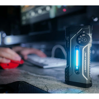 Jetbeam E28 USB-C Rechargeable LED Flashlight - 3300 Lumens - Spot, Flood, RGB Sidelight, UV, and Green Laser - Includes 2 x 3500mAh 18650 - Green or Gray