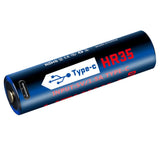 JETBeam HR35 18650 3500mAh 3.7V Protected Lithium Ion (Li-ion) Button Top Battery with Built-in USB-C Charging Port