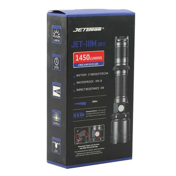 JETBeam IIIM Pro 2017 Version Tactical Flashlight - CREE XHP35 E2 LED - 1450 Lumens - Uses 1 x 18650 (Included) or 2 x CR123A