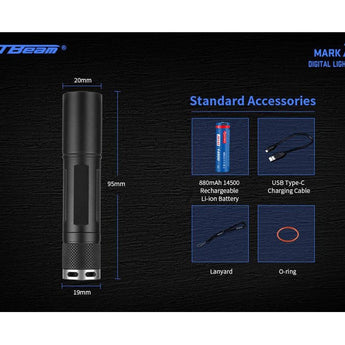 JETBeam Jet Mark 1 IBS EDC LED Flashlight - CREE XPL - 700 Lumens - Includes 1 x USB-C Rechargeable 14500