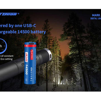 JETBeam Jet Mark 1 IBS EDC LED Flashlight - CREE XPL - 700 Lumens - Includes 1 x USB-C Rechargeable 14500