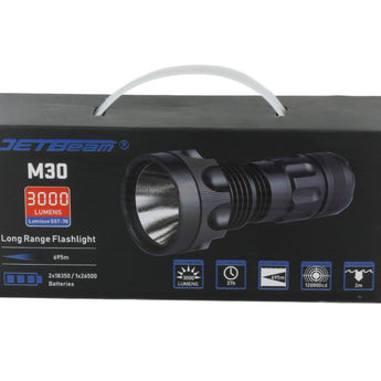JETBeam M30 LED Flashlight - Luminus SST70 - 3000 Lumens - Includes 2 x USB-C Rechargeable 18350