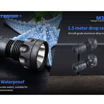 JETBeam M30 LED Flashlight - Luminus SST70 - 3000 Lumens - Includes 2 x USB-C Rechargeable 18350