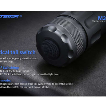 JETBeam M30 LED Flashlight - Luminus SST70 - 3000 Lumens - Includes 2 x USB-C Rechargeable 18350