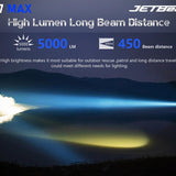 JETBeam M37 Max USB-C Rechargeable LED Flashlight - 5000 Lumens - CREE XHP70.3 HI - Includes 1 x 21700