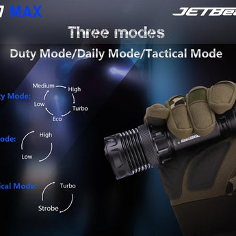 JETBeam M37 Max USB-C Rechargeable LED Flashlight - 5000 Lumens - CREE XHP70.3 HI - Includes 1 x 21700