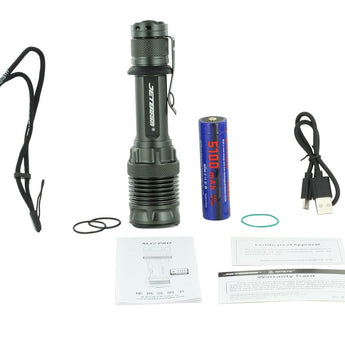 JETBeam M37 Pro USB-C Rechargeable LED Flashlight - CREE XHP50.3 - 3700 Lumens - Includes 1 x 21700 - Military Grey or Military Green