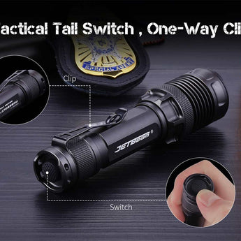 JETBeam M37 Pro USB-C Rechargeable LED Flashlight - CREE XHP50.3 - 3700 Lumens - Includes 1 x 21700 - Military Grey or Military Green