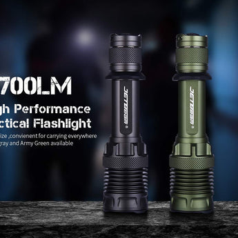JETBeam M37 Pro USB-C Rechargeable LED Flashlight - CREE XHP50.3 - 3700 Lumens - Includes 1 x 21700 - Military Grey or Military Green