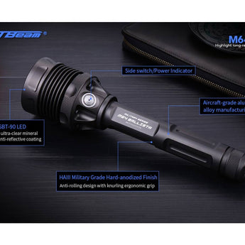 JetBeam M64 USB-C Rechargeable LED Search Light - Luminus SBT-90 - 6800 Lumens - Includes 2 x 21700